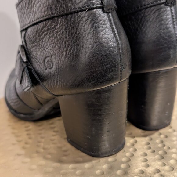 Born Heeled Low-Calf Moto Black Leather Boots - Women's sz 7 - Picture 8 of 12